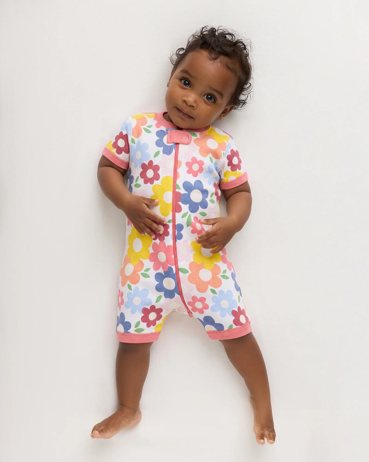 100% Organic Cotton Shortie Onesie Pajama - 0-3M / Animal Faces