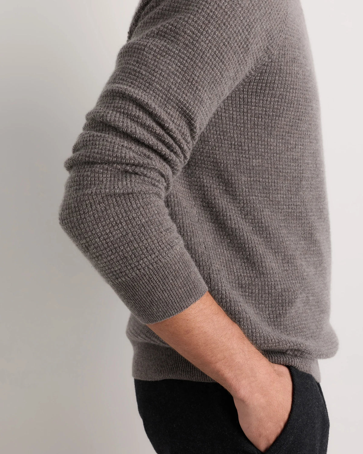 Mongolian Cashmere Waffle Sweatshirt - S / Faded Denim