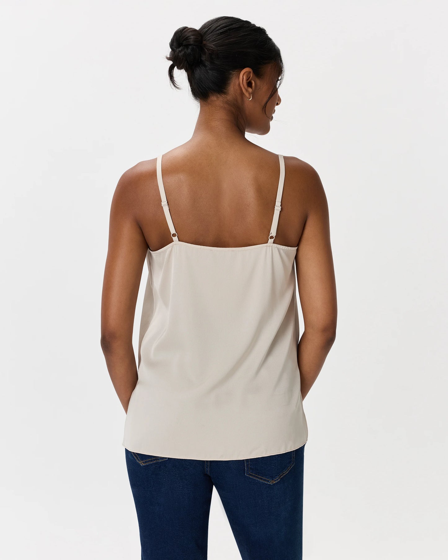 Washable Stretch Silk V-Neck Maternity Cami - XS / Moonstone Blue