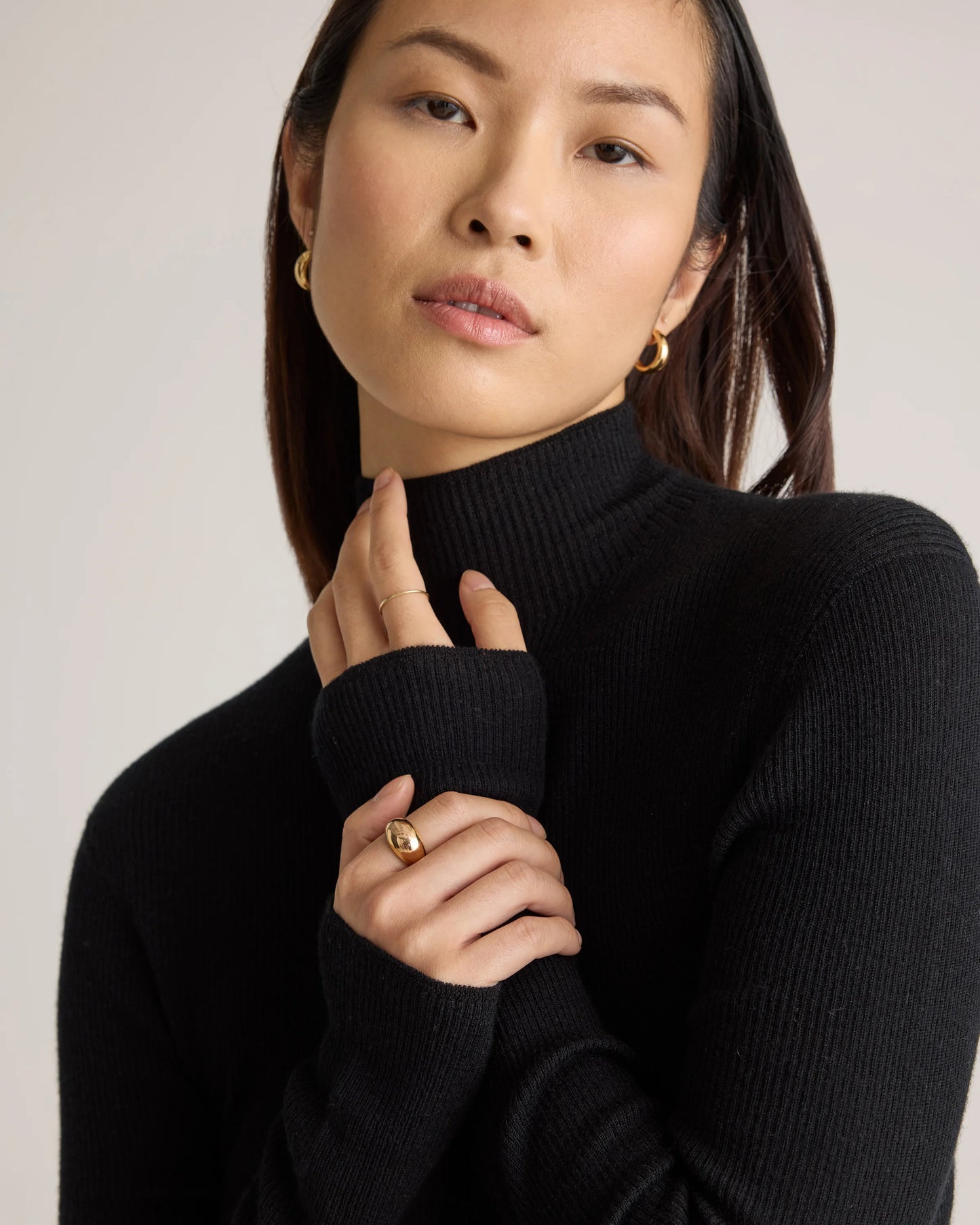 Featherweight Cashmere Ribbed Mockneck Sweater - XS / Deep Navy