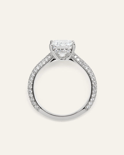 Lab Grown Diamond Emerald Pave Cathedral Engagement Ring - 3ct - 4 / Yellow Gold