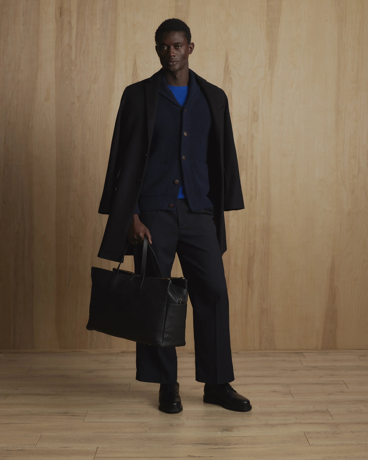 Italian Leather Triple Compartment Weekender - One Size / Black
