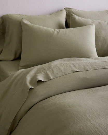 European Linen Duvet Cover Set - Twin / Peach
