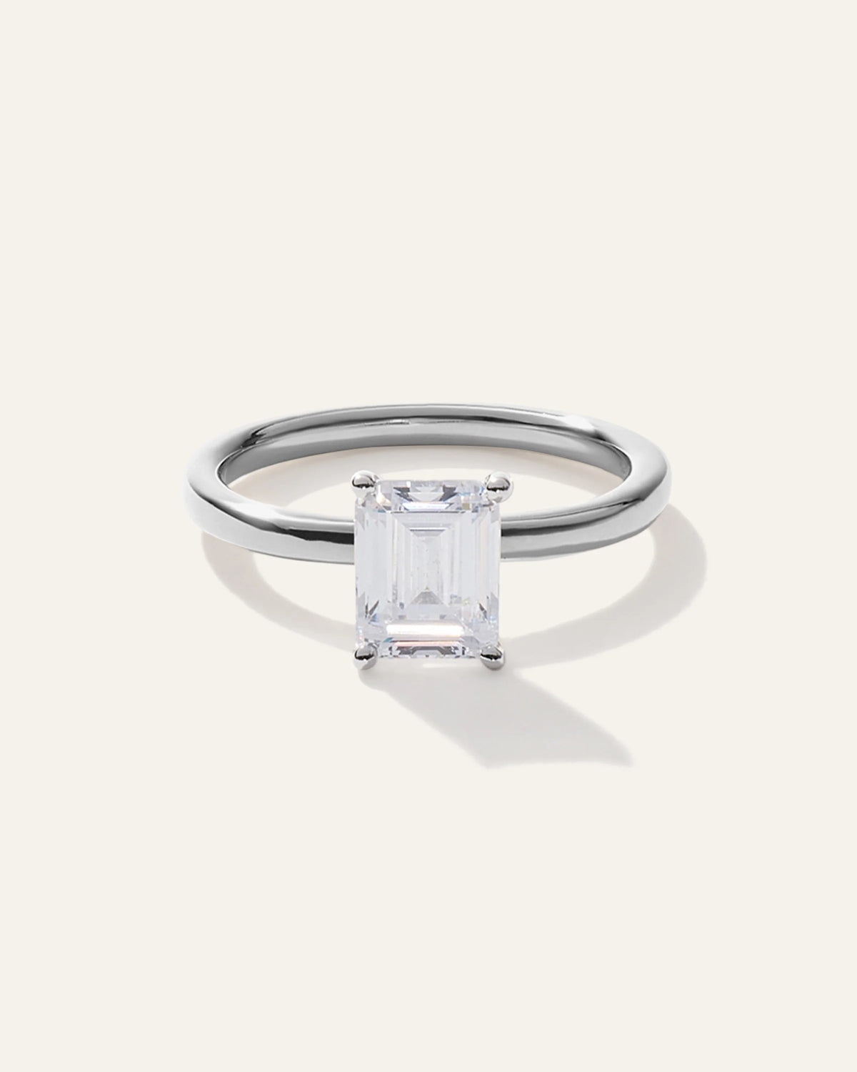 Lab Grown Diamond Emerald Comfort Fit Engagement Ring - 2ct - 4 / Yellow Gold