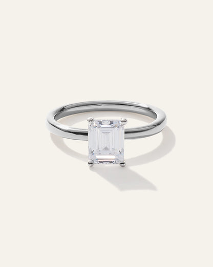 Lab Grown Diamond Emerald Comfort Fit Engagement Ring - 2ct - 4 / Yellow Gold