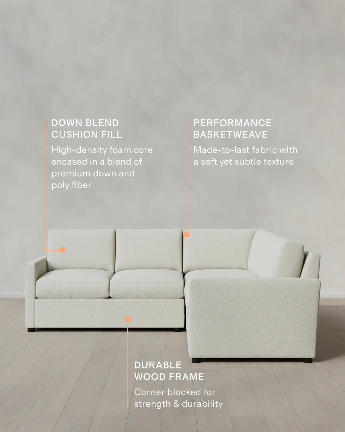 Brennan L Sectional in Performance Basketweave - 99x99 / Flax