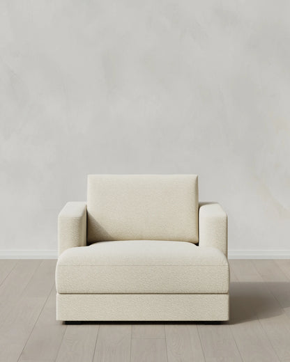 Sierra Curved Arm Accent Chair in Performance Boucle - One Size / Indigo