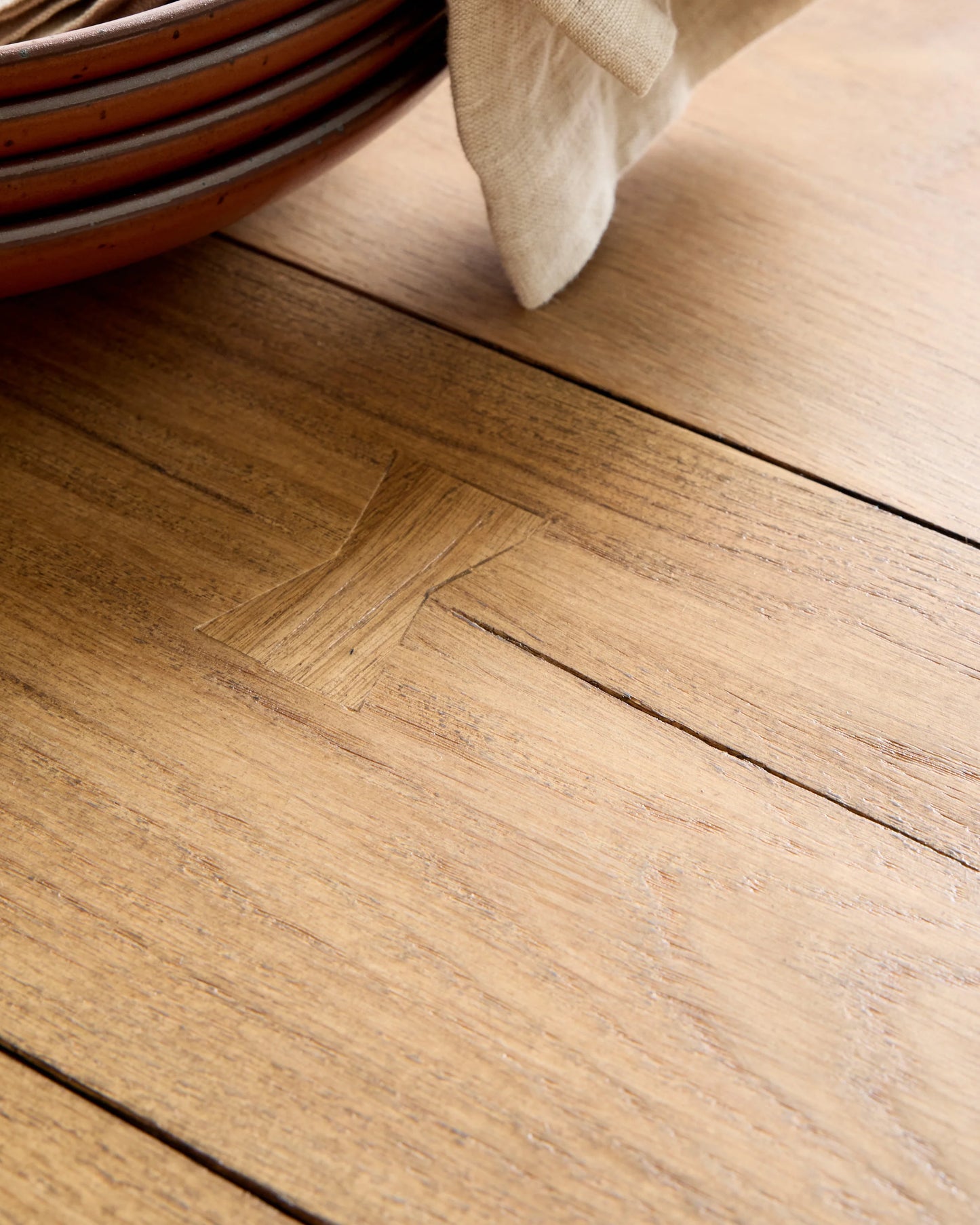 Reclaimed Oak Parsons Dining Table - One Size / Weathered Oak