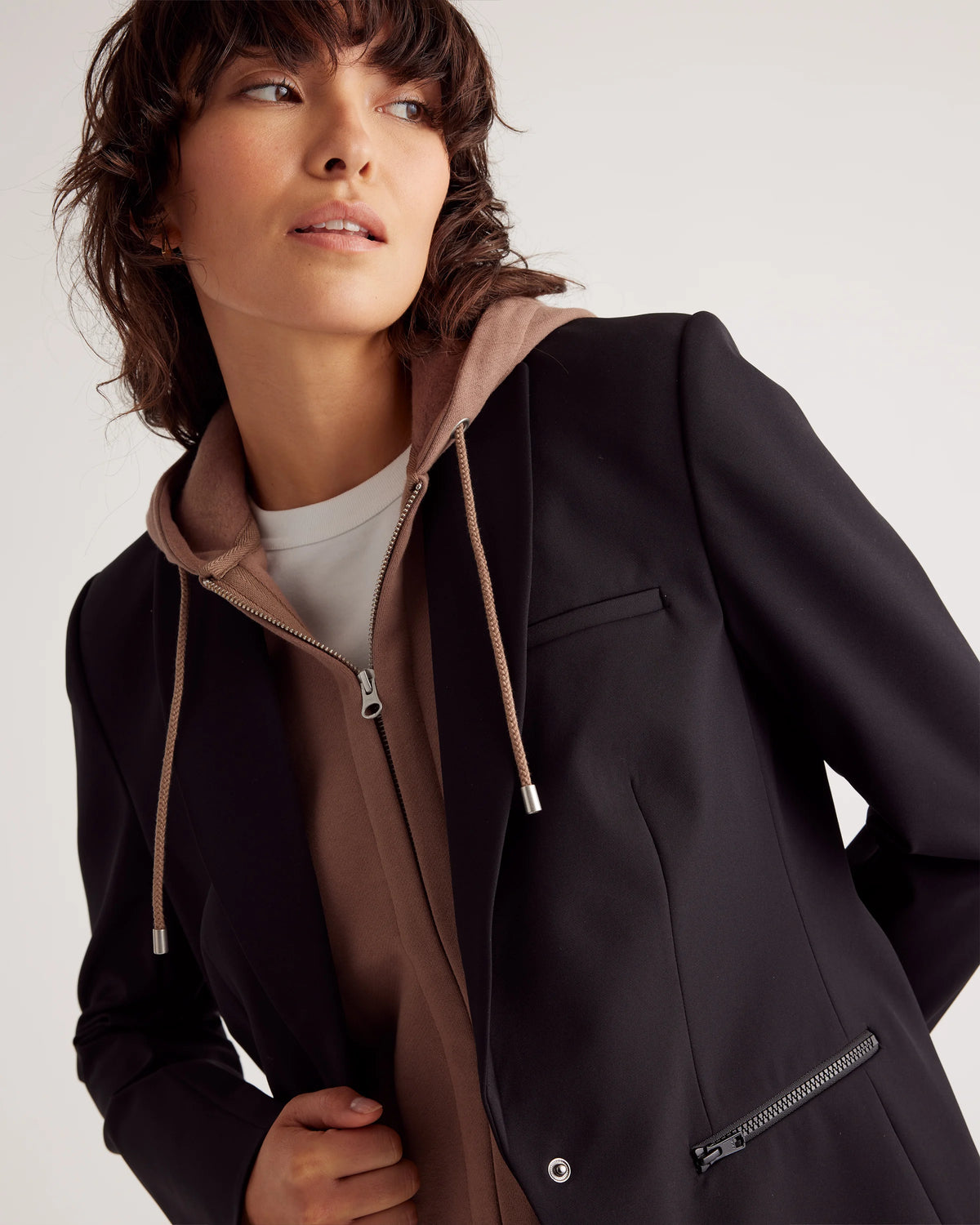 Organic Heavyweight Fleece Hoodie Blazer Insert - XS/S/M / Black