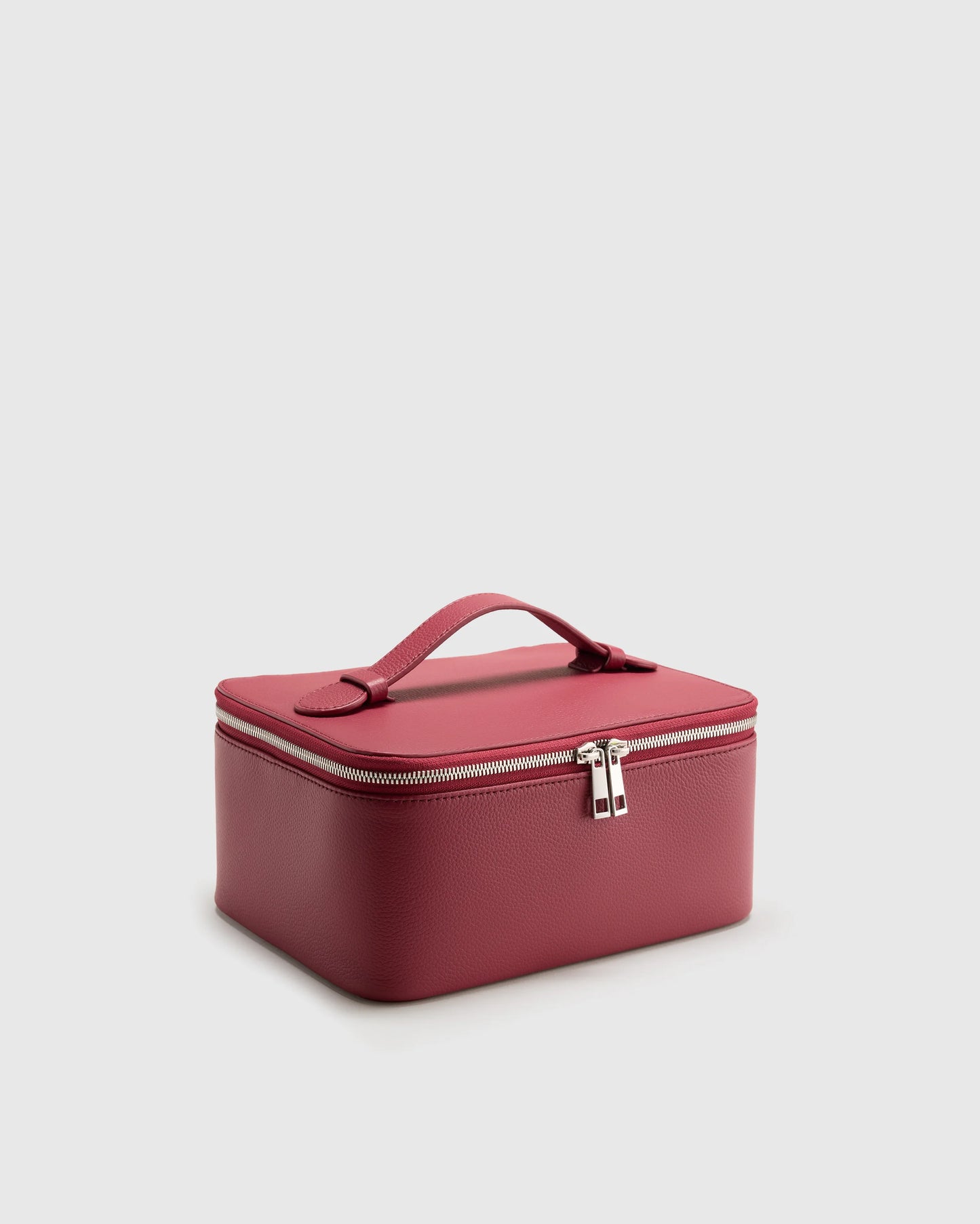 Italian Leather Travel Cosmetic Case - One Size / Garnet Red