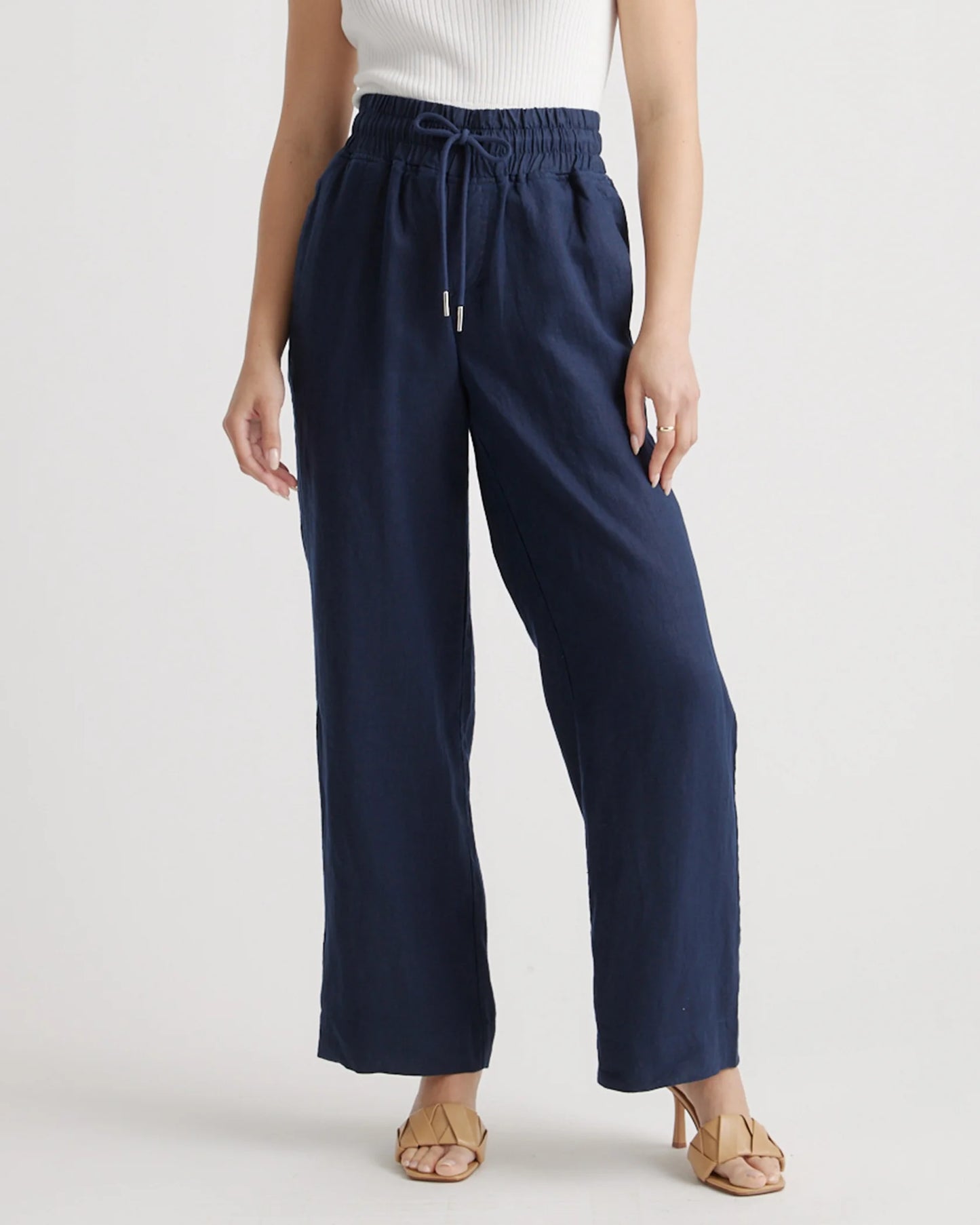 100% European Linen Wide Leg Pants - XS / Flax