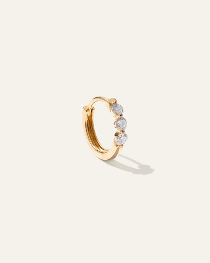 14K Gold Lab Grown Diamond Shared Prong Huggie - One Size / Yellow Gold