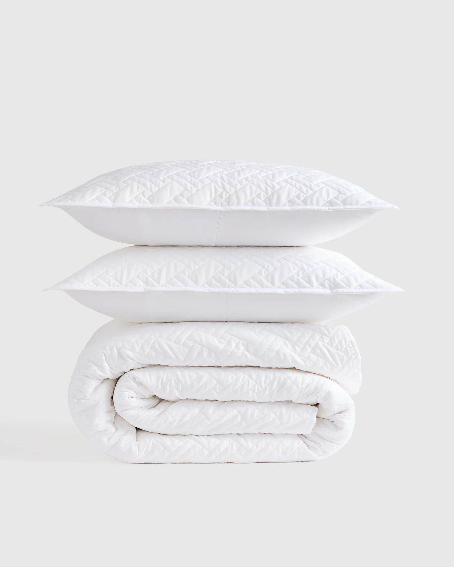 Organic Cotton Basketweave Quilt Set - Twin / Mineral