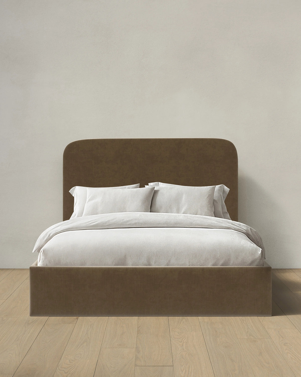 Curved Bed in Performance Velvet - Full / Walnut