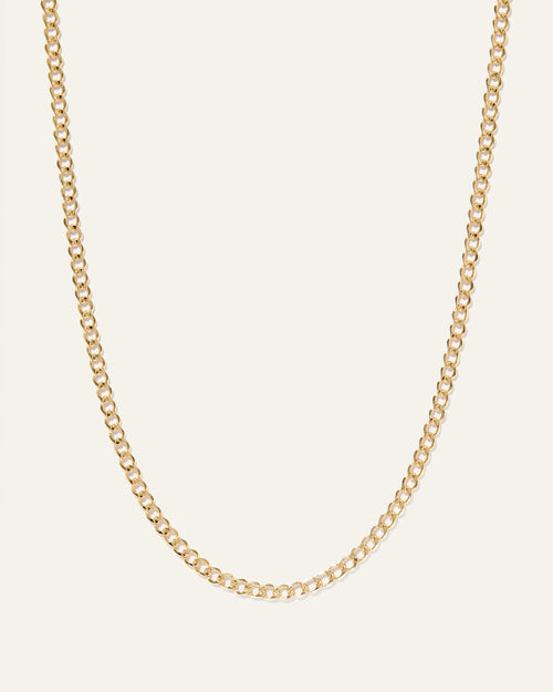 14K Gold Curb Chain Necklace - 16" / Yellow Gold