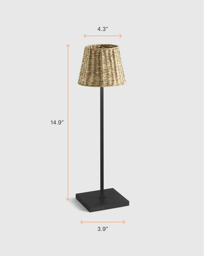 Poldina Pro Rechargeable Table Lamp with Seagrass Shade by Zafferano - Regular / White