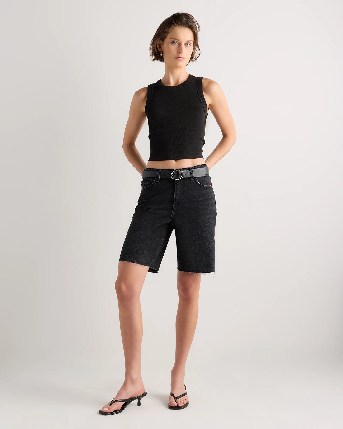 Maya Rigid Bermuda Shorts - 24 / Powder Blue Destruct