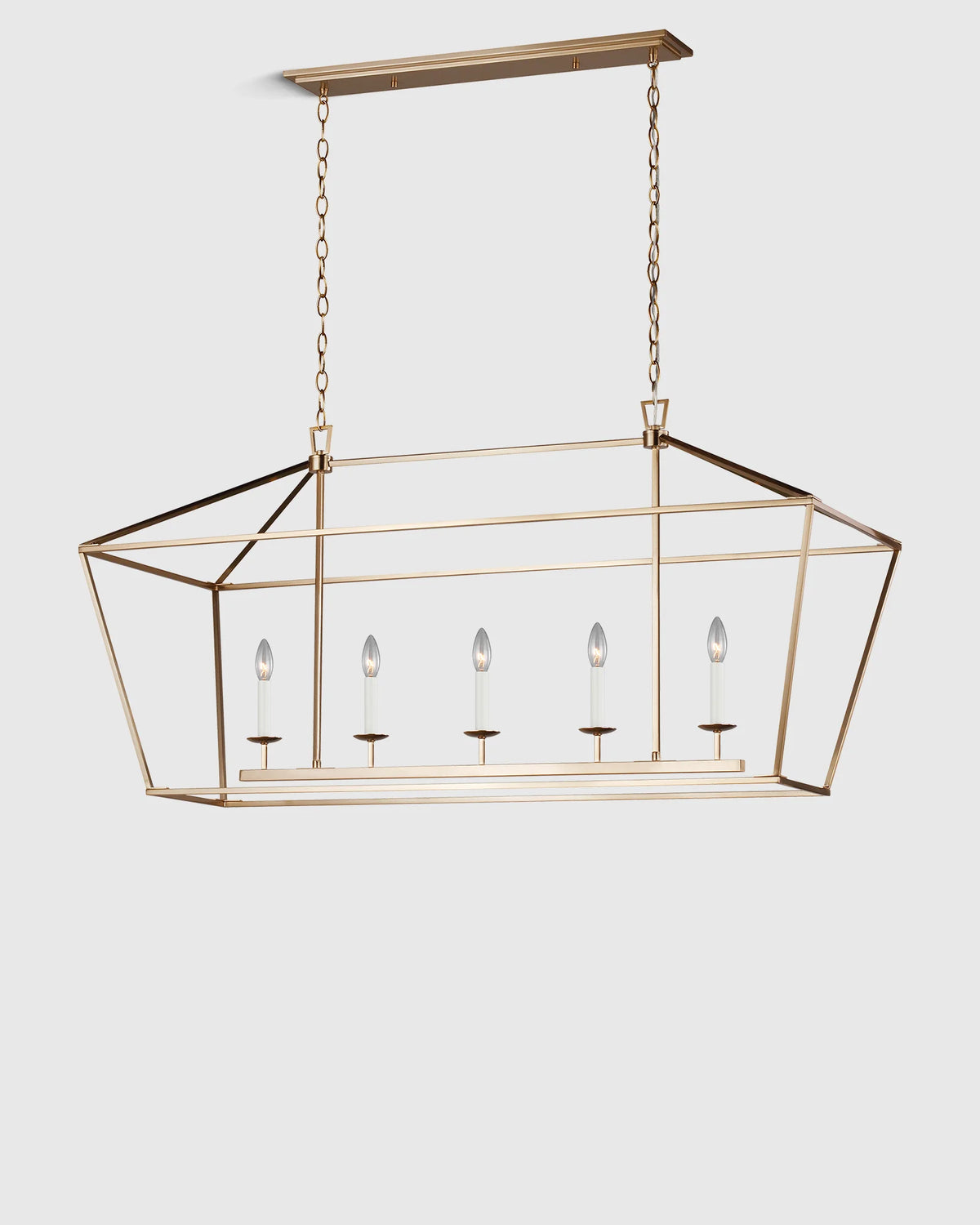 Traditional Steel Linear Lantern Chandelier - One Size / Brass