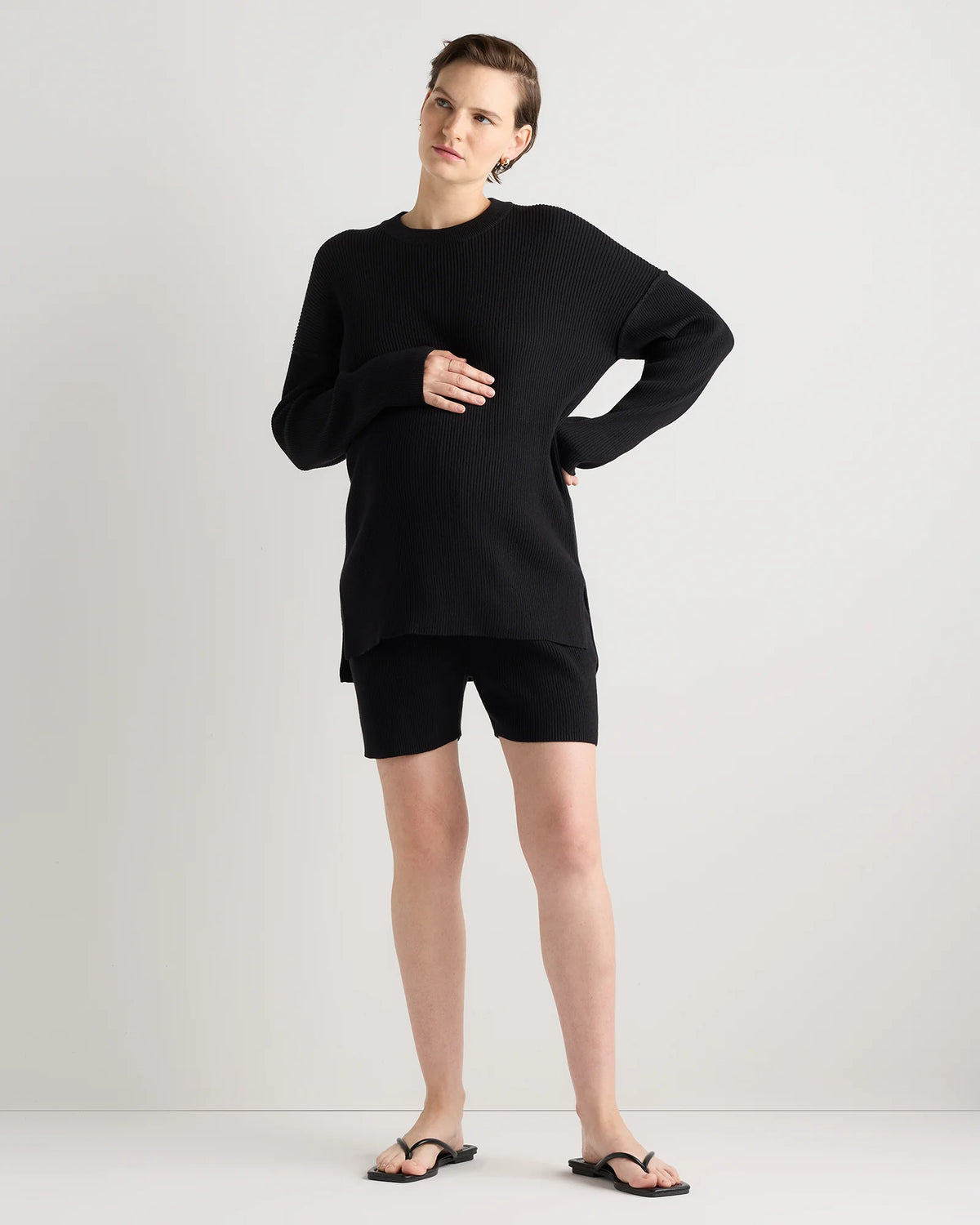 Cotton Cashmere Maternity Knit Shorts - XS / Mocha Heather
