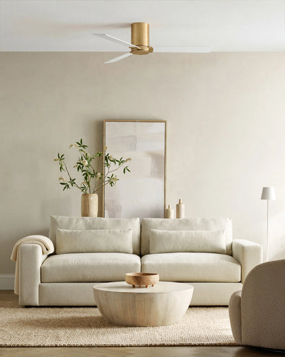 Minimalist Hugger Wood Blade Ceiling Fan - 44" / White