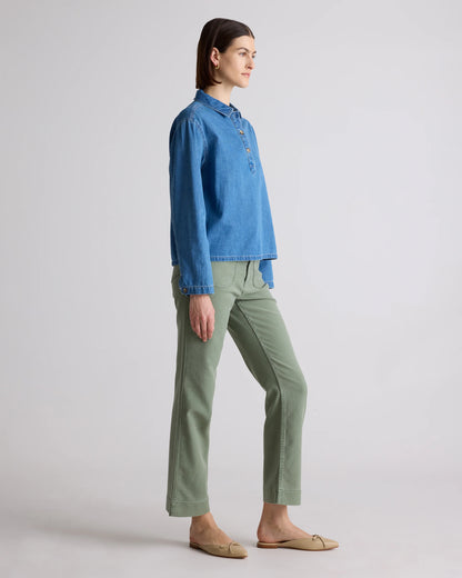 French Terry Wide Leg Pants - 0 / Bayberry Olive