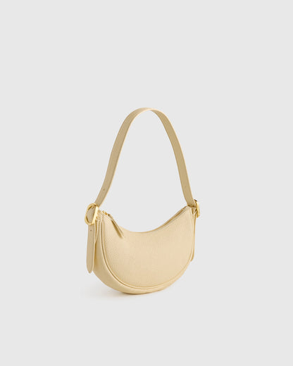 Italian Leather Mini Crescent Shoulder Bag - One Size / Espresso Brown