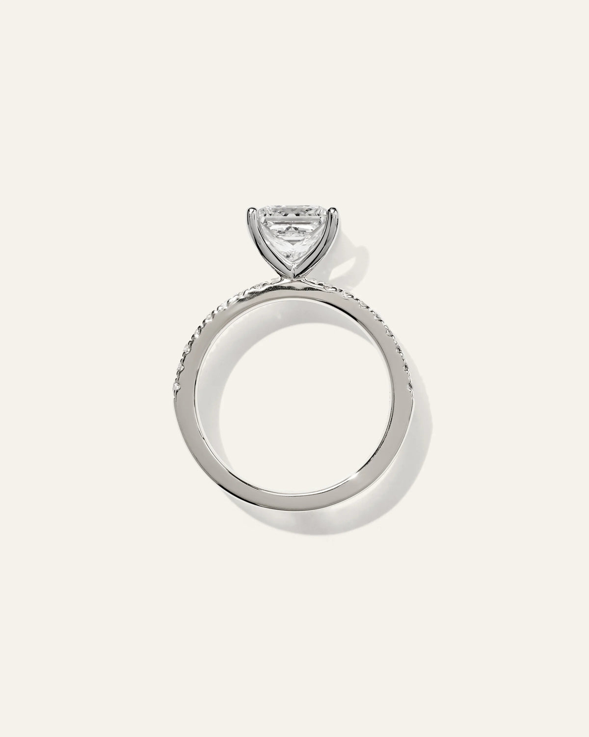Lab Grown Diamond Princess Petite Pave Engagement Ring - 2ct - 4 / Yellow Gold