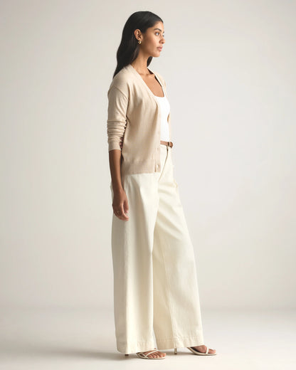 Lightweight Cotton Cashmere Cardigan - XS / Heather Oatmeal