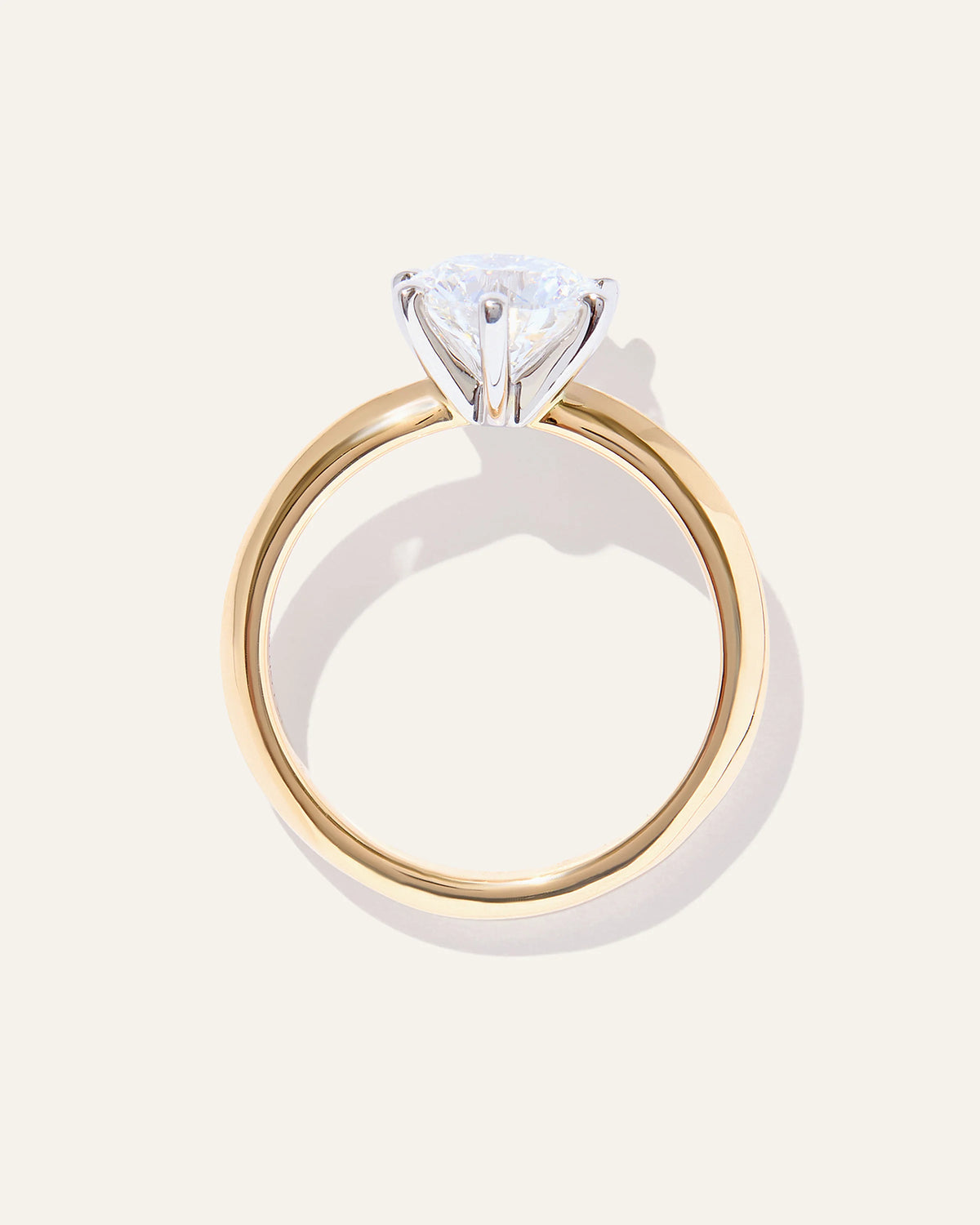 Lab Grown Diamond Round Six Prong Knife Edge Engagement Ring - 1.5ct - 4 / Yellow Gold