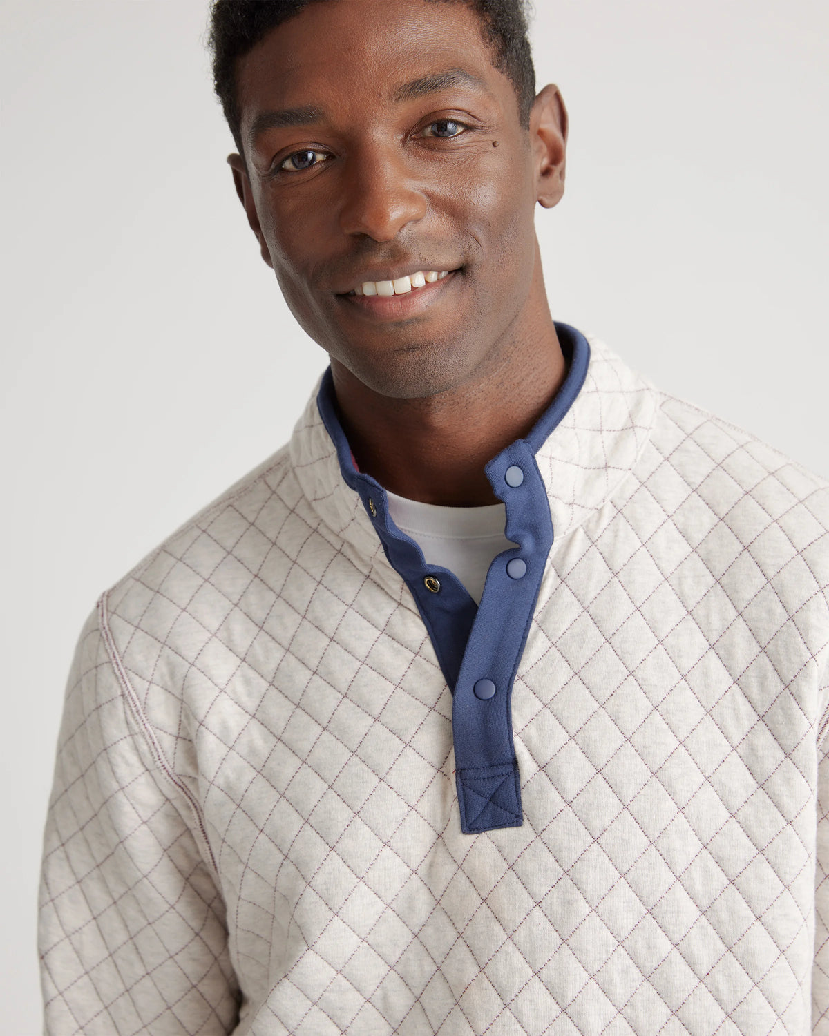 Reversible Quilted Pullover - S / Burgundy/Ivory