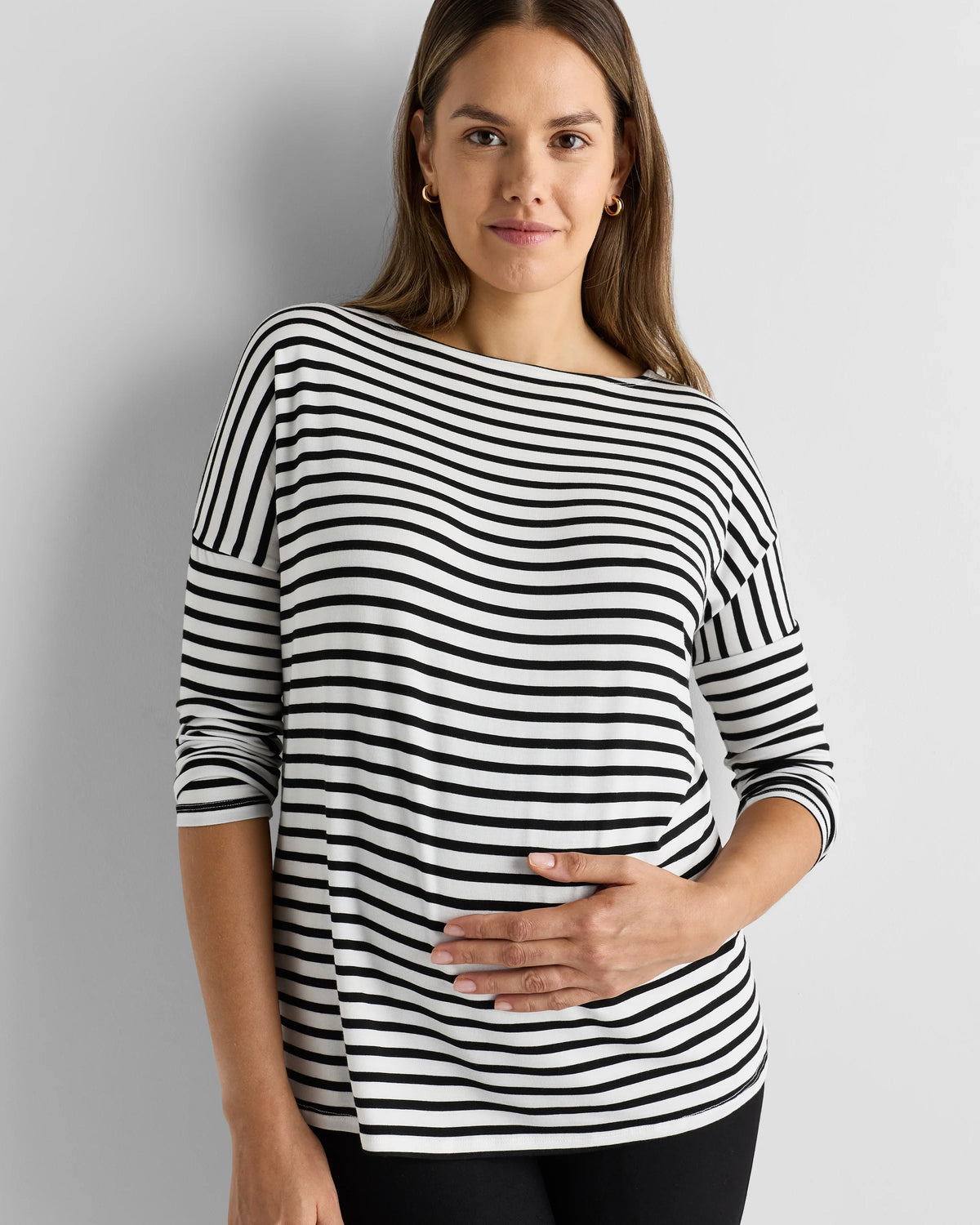 Bamboo Jersey Maternity Long Sleeve Tee (2-pack) - XS / Wine Tasting Red/Nocturnal Green