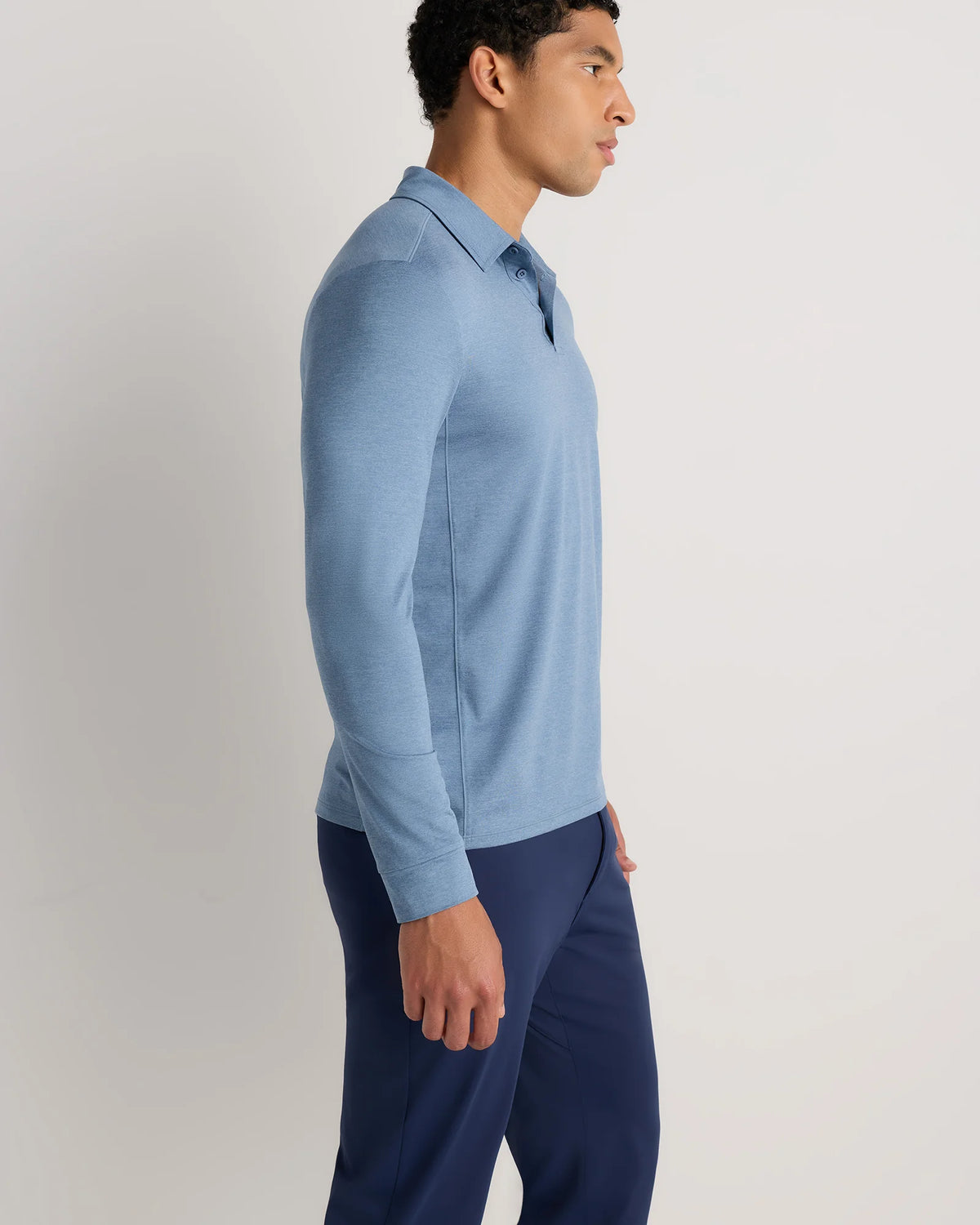 Flowknit Breeze Performance Long Sleeve Polo - XS / Heather Black