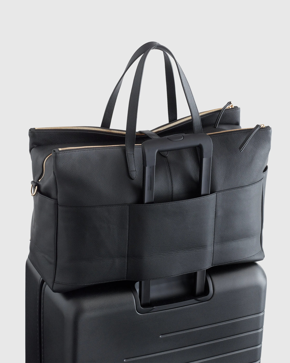 Italian Leather Triple Compartment Weekender - One Size / Black