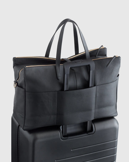 Italian Leather Triple Compartment Weekender - One Size / Black
