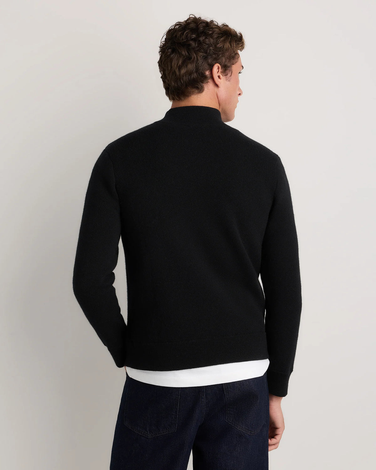 100% Reversible Cashmere Full Zip Sweater - S / Black/Charcoal