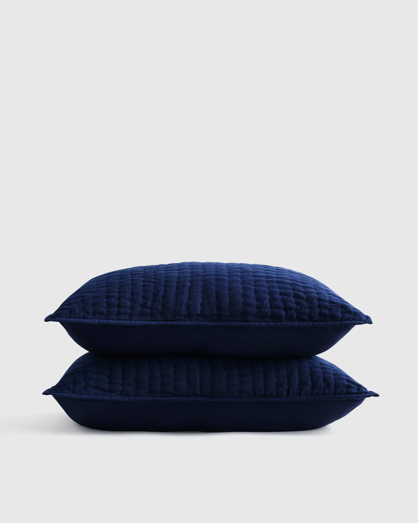 European Linen Cotton Stitch Sham Set - Standard / Stone