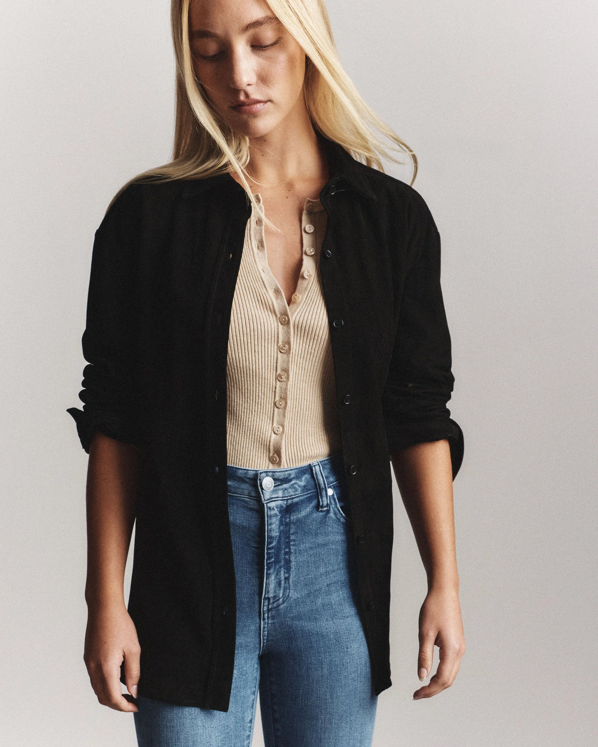 Cotton Cashmere Fitted Ribbed Cardigan - XS / Mocha Heather