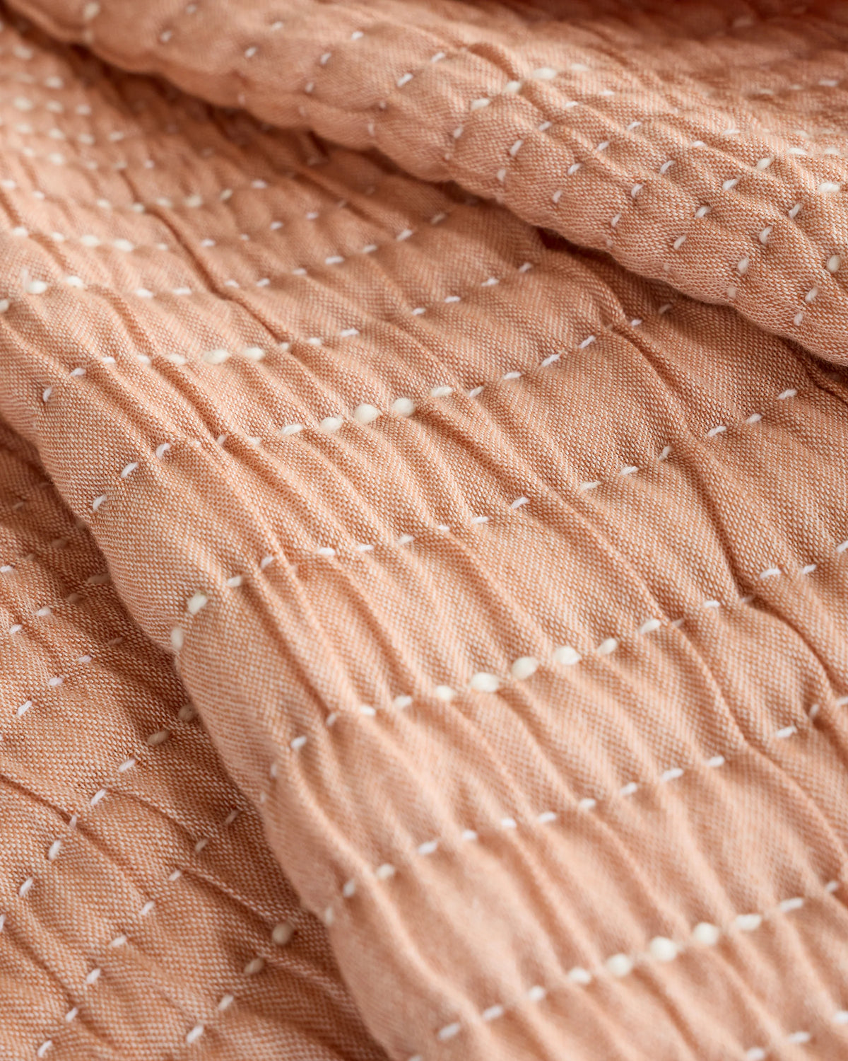 Organic Cotton Channel Stitch Coverlet Set - Twin / Coral Pink