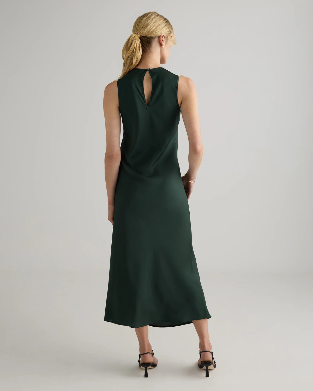 Washable Stretch Silk Tank Midi Dress - XS / Cordovan Red Hibiscus