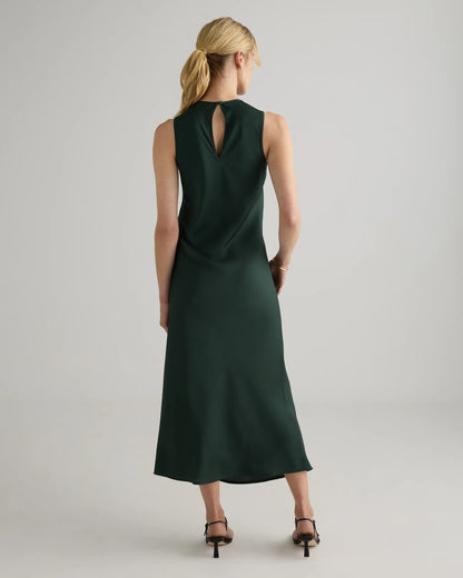 Washable Stretch Silk Tank Midi Dress - XS / Cordovan Red Hibiscus