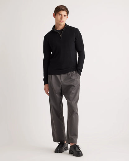 Mongolian Cashmere Quarter Zip Sweater - S / Olive Twist