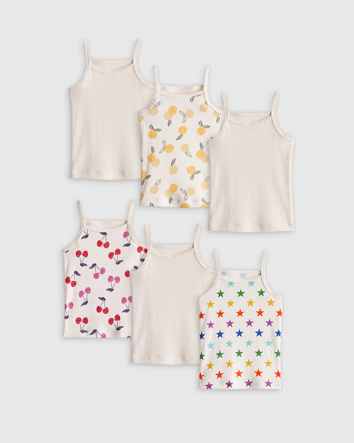 100% Organic Cotton Cami 6-Pack - 2T / White Multi Pack