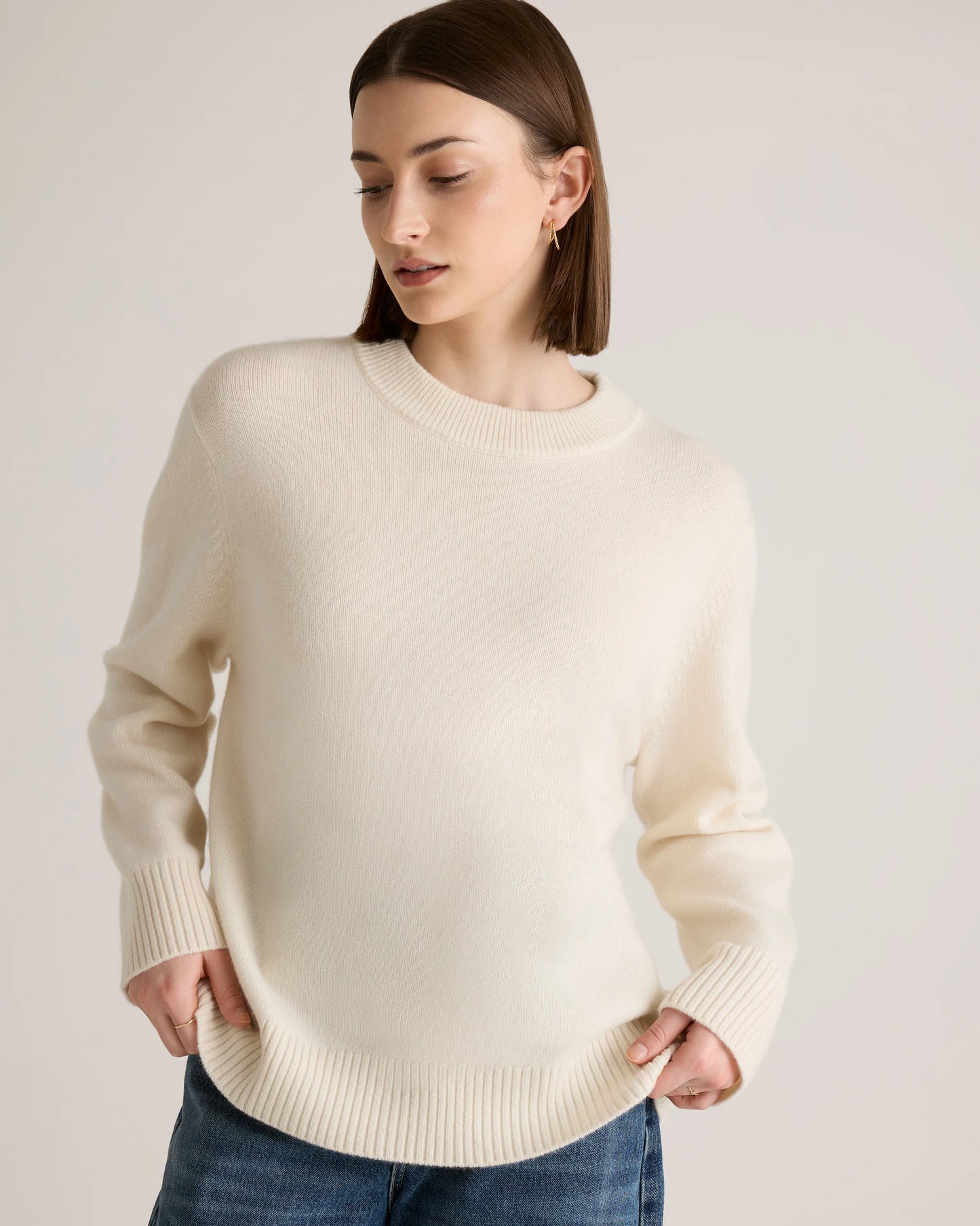 Mongolian Cashmere Oversized Crewneck Sweater - XS / Brown