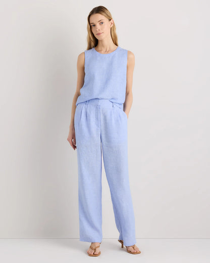 100% European Linen Pleated Trouser - 0 / Bayberry Olive