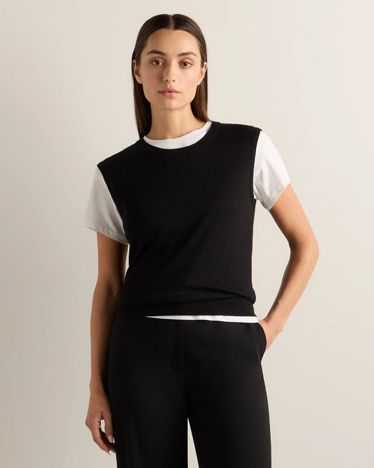 Lightweight Cotton Cashmere Sweater Tank - XS / Black