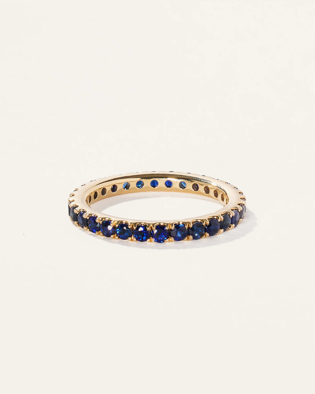 14K Gold Gemstone Pave Eternity Band - 5 / Lab Created Emerald