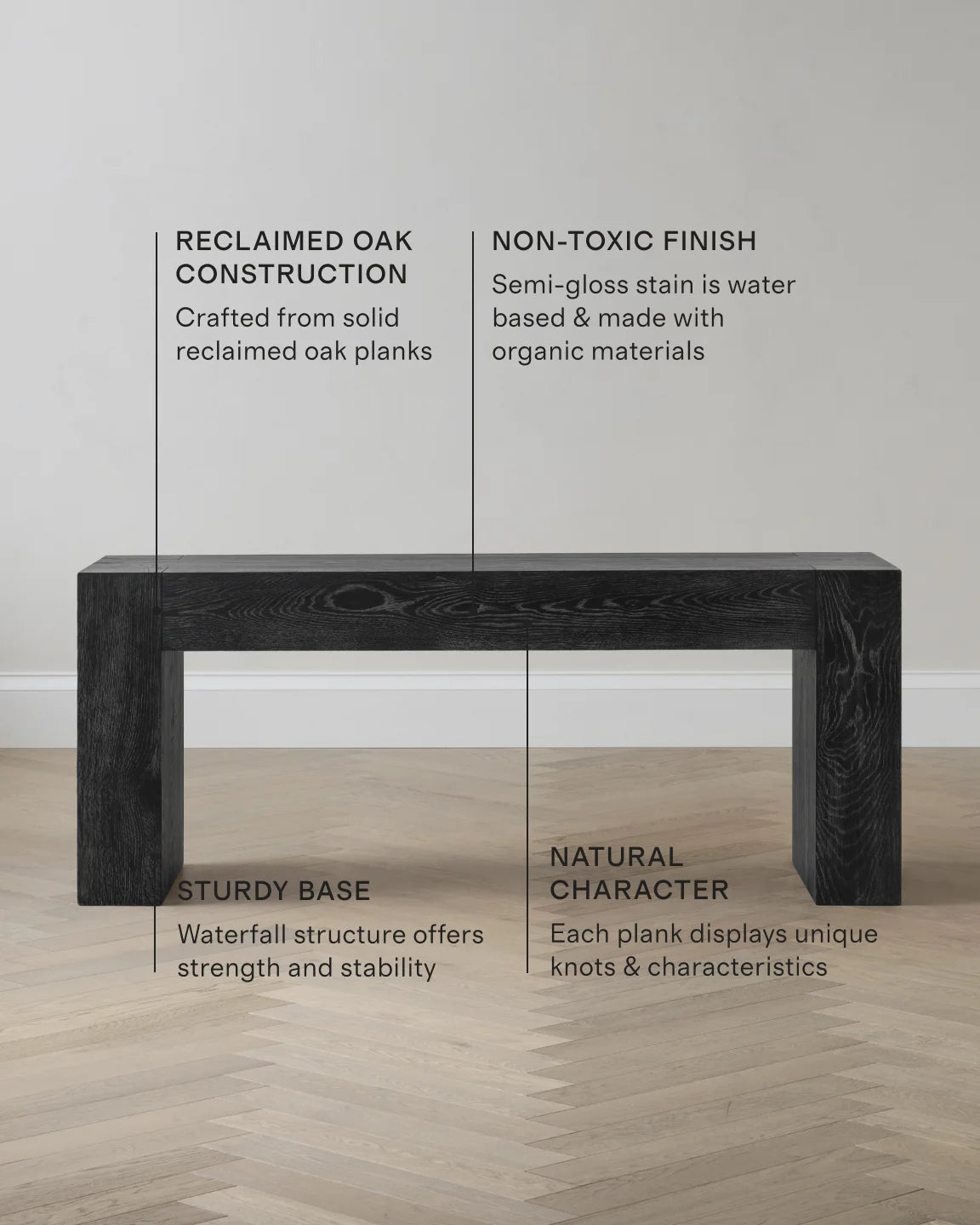 Reclaimed Oak Waterfall Console Table - One Size / Weathered Oak