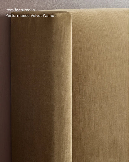 Wingback Bed in Performance Velvet - Full / Walnut