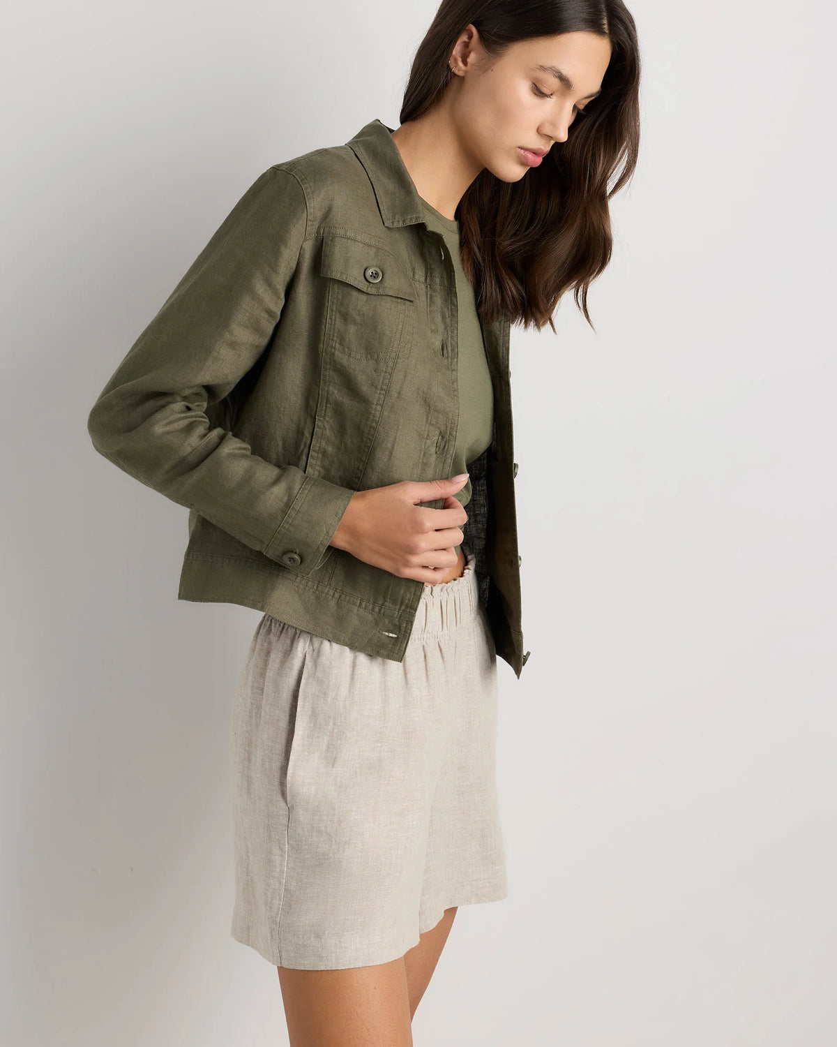 100% European Linen Jacket - XS / Flax