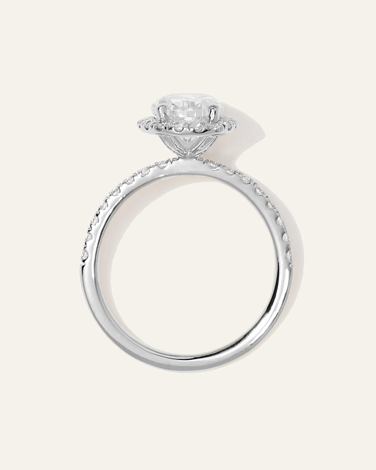 Lab Grown Diamond Oval Halo Pave Engagement Ring - 1.50ct - 4 / Yellow Gold